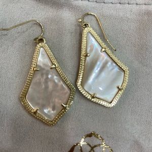Alex Gold Drop Earrings in Ivory Pearl
